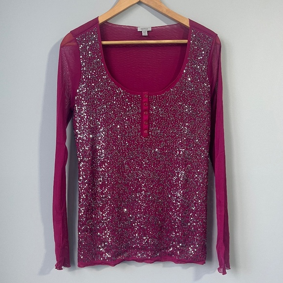 Tristan Sparkly long sleeve tee in fushia size XL - Picture 1 of 6